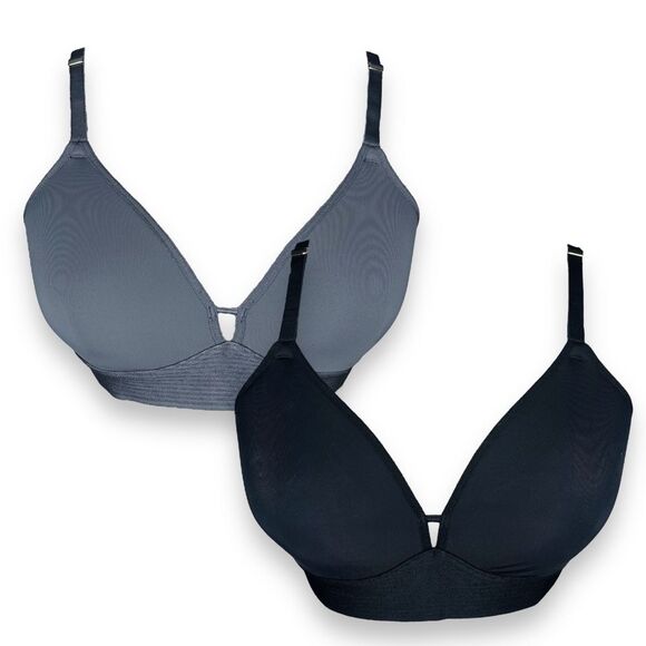 LIVELY The Spacer T-Shirt Bra sz 34C Set of TWO * Gray Black Wireless No Wire - Picture 1 of 15